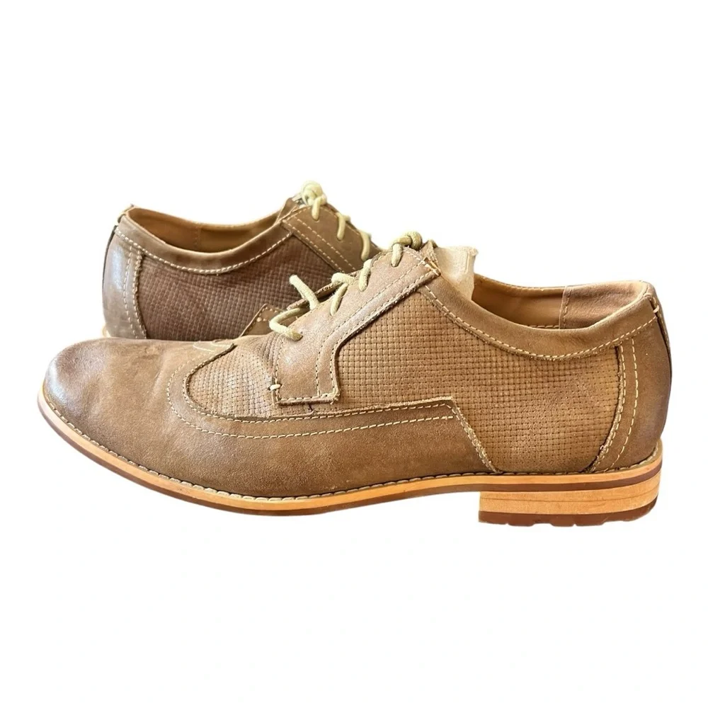 Steve Madden Shoes Mens Size 10 Crysp Casual Wing Tip Oxford Lace-up Leather Tan